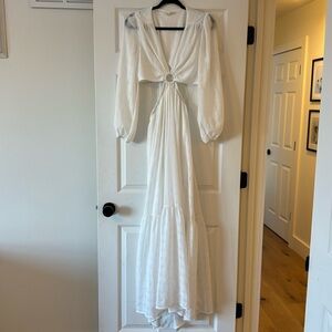 Peach Love White Cut-Out Maxi Dress